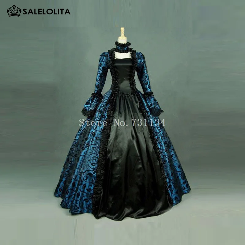 

Victorian Dress Wedding Gown Party Period Reenactment Clothing Brocade Pattern Print Vintage Party Dress Custom