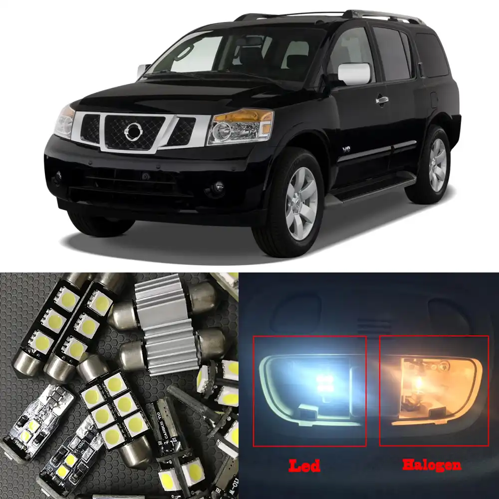 For 2005 2015 Nissan Armada 12pcs Auto Interior Led Light Bulbs Ultra Bright Led Map Dome License Plate Lamp Car Light