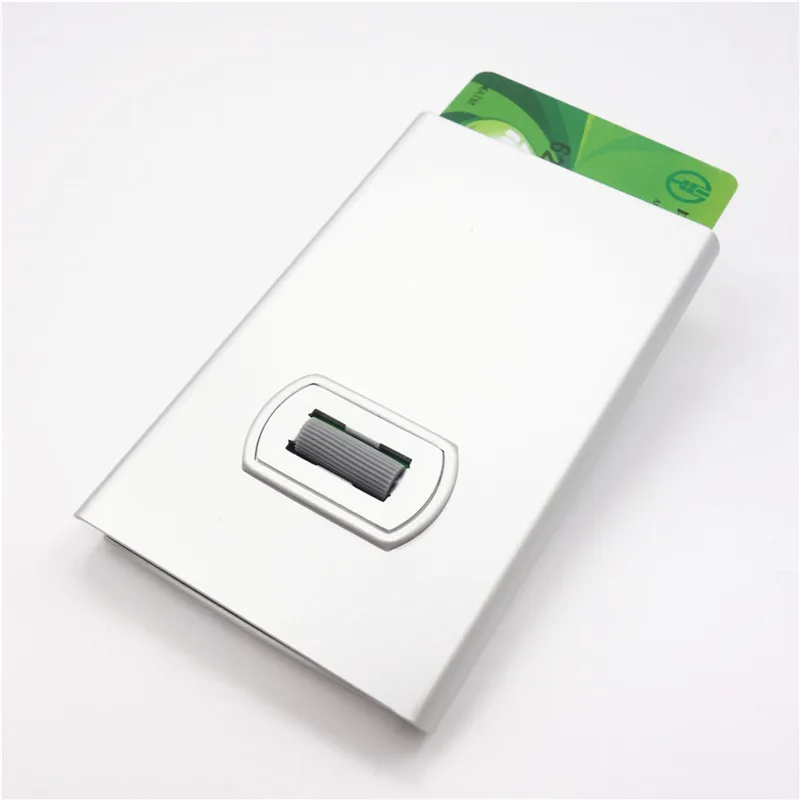 Maideduod кредитный держатель для карт автоматически бизнес-держатель для карт алюминиевый сплав мужской карт-Холдер, кошелек RFID Противоугонная коробка для карт - Цвет: silvery