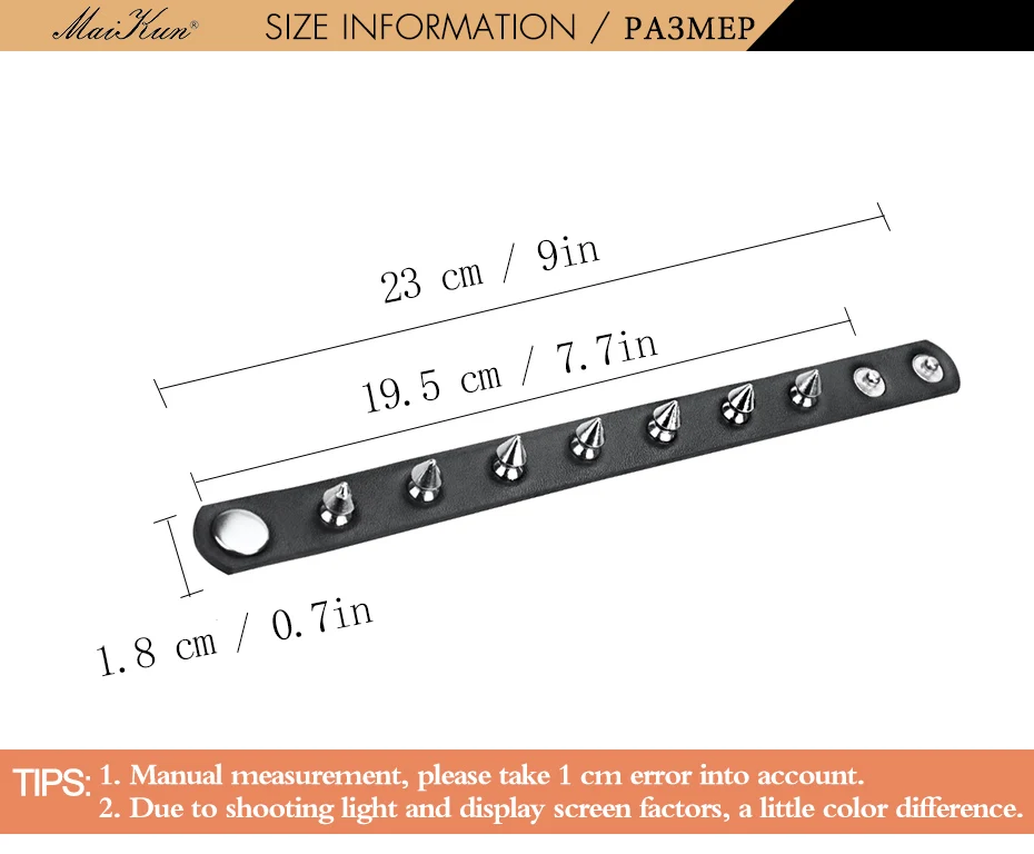 Maikun панк браслет мужской браслет харадзюку готическая манжета с остроконечными шипами черный кожаный браслет тонкий браслет для женщин и мужчин ювелирные изделия