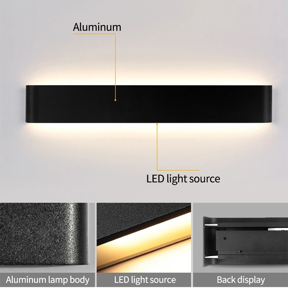

Modern Led Wall Lamp Minimalist Indoor Light Wall Sconce Stair 5W 14W 20W 24W Bedroom livingroom corridor Lighting black white
