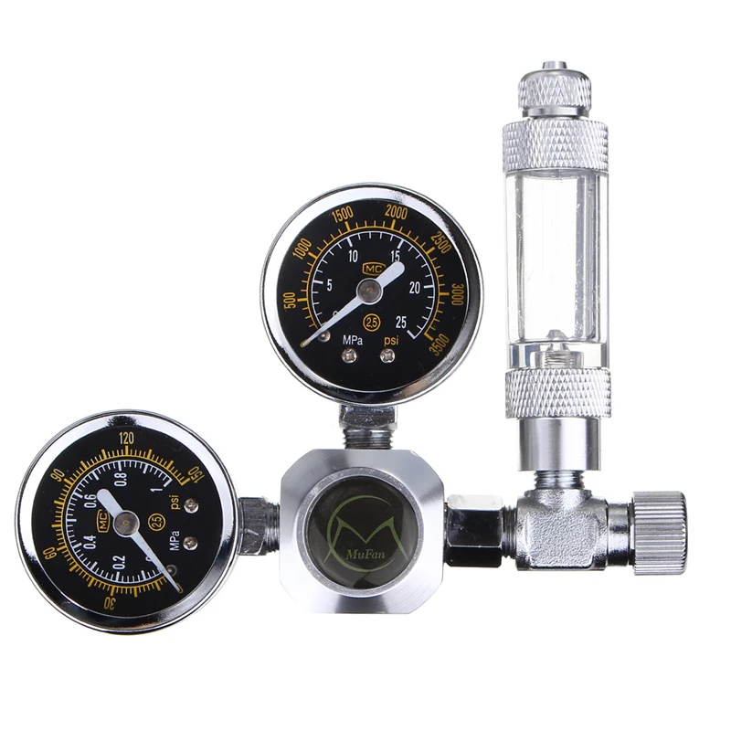 

Aquarium G5/8 CO2 Regulator Double Gauge Aluminum Alloy Acrylic Flow Meter Control Valve Reducer Welding Decompression Table