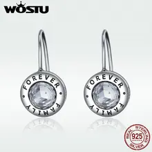 WOSTU подлинные 925 пробы серебряные Семейные серьги с фианитами для женщин модные серьги серебряные украшения Brincos DXE219