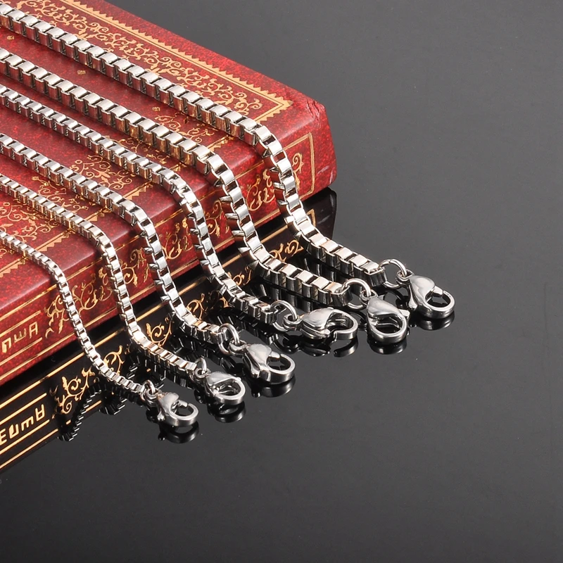 

LASPERAL Fashion Chains DIY Necklace Stainless Steel Box Chain Necklace For Women & Men DIY Jewelry Findings Supplies 1.5-3mm