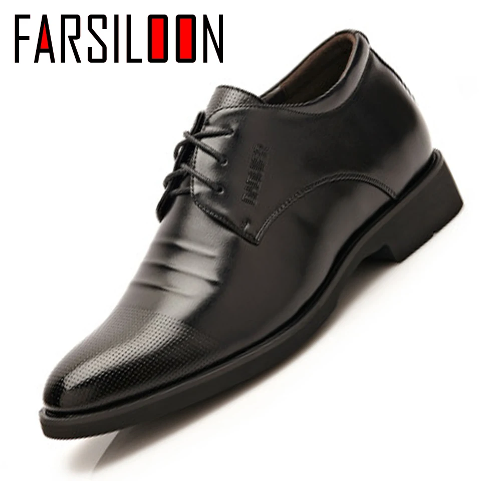 

New Men's Shoes Business Casual Trend Men's Invisible Heightening Shoes 6cm Autumn Comfortable Waterproof Solid Lace-Up OL020