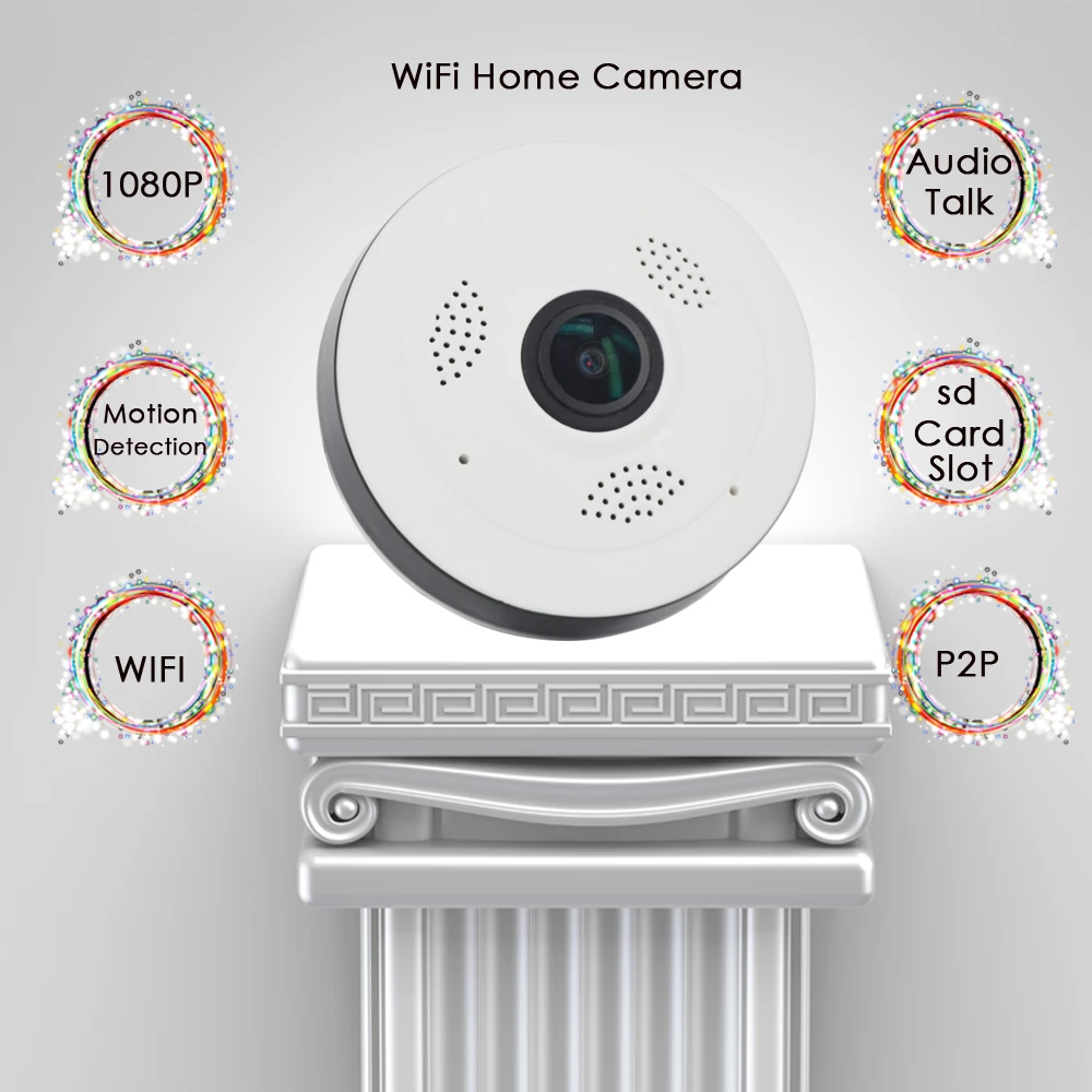  CTVMAN Mini Wifi IP Camera 1080P Panoramic 360 Degree Cam with 16GB SD Card Wireless Surveillance N