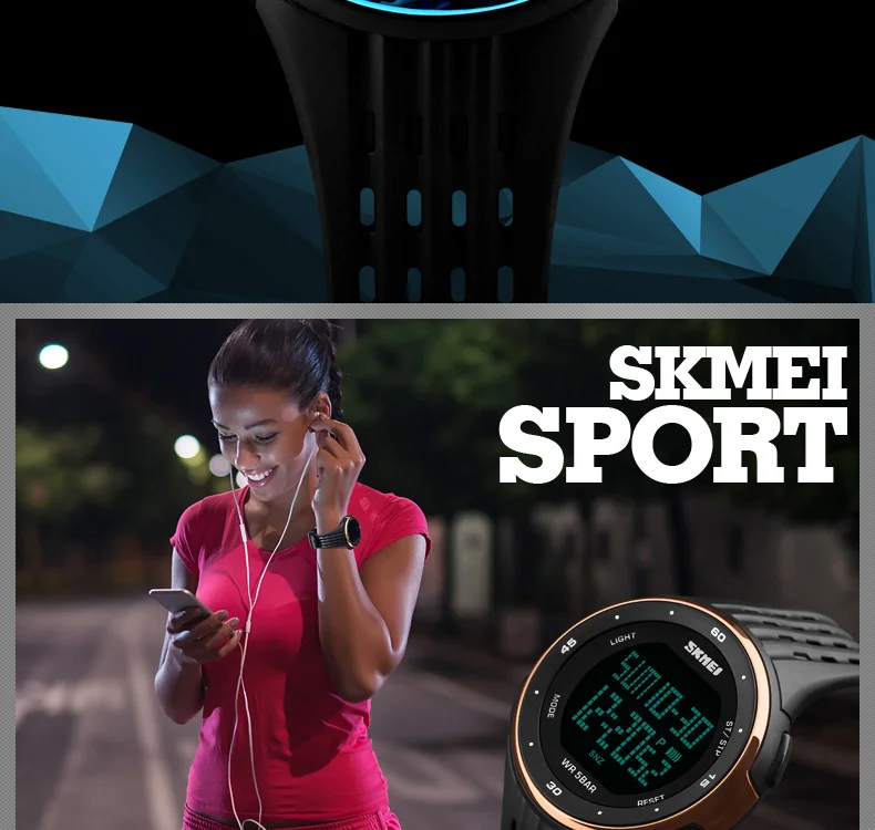 SKMEI уличные спортивные часы женские стильные 5 бар водонепроницаемый светодиодный спортивные военные часы женские цифровые часы Relogio Masculino 1219