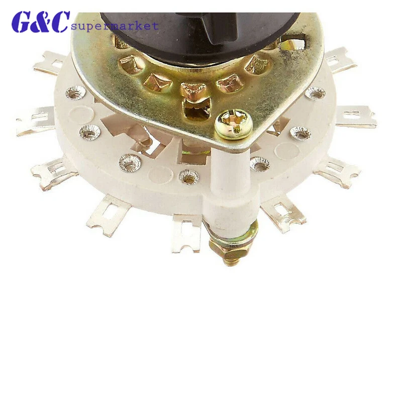 KCT-2*5 2P5T 2 Pole 5 Throw Position TV Radio Band Channel Selector Ceramic Rotary Switch w Plastic Knob