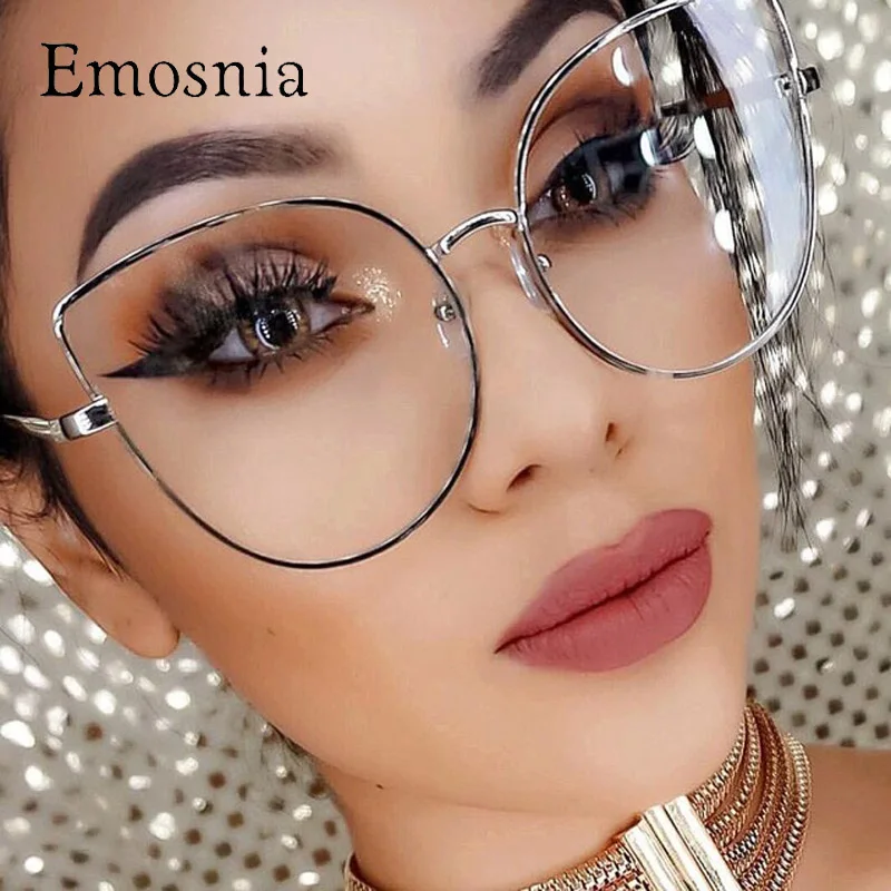 

Emosnia Clear Lens Oversized Sun Glasses Women Spectacle Men Gold Frame Rimmed Optical Eyewear Frame Glasses Transparent Eyewear