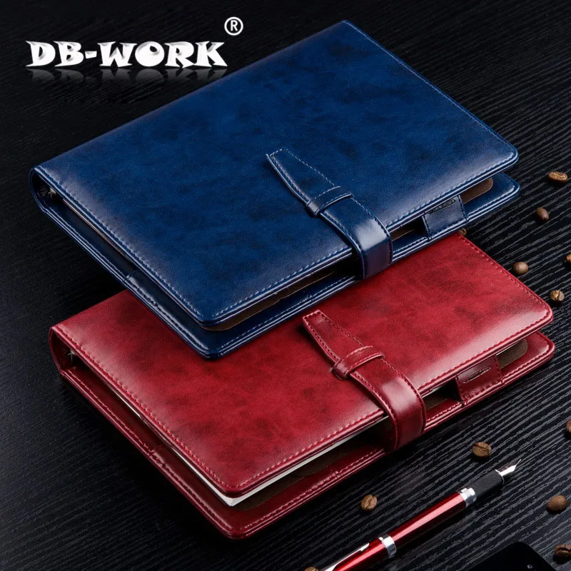 2018 A5 Notebook Vintage buckle loose the high-grade leather stationery business notebook customization 2018 office stationery leather high grade diary loose leaf notebook a5 business notebook