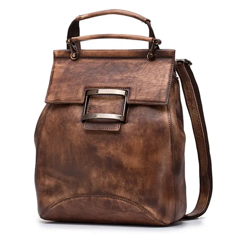 

Vintage Women Backpack Waterproof Cow Leather Travel Bag Lady Large Capacity Teenager Femme mochila feminina Laptop Backpacks