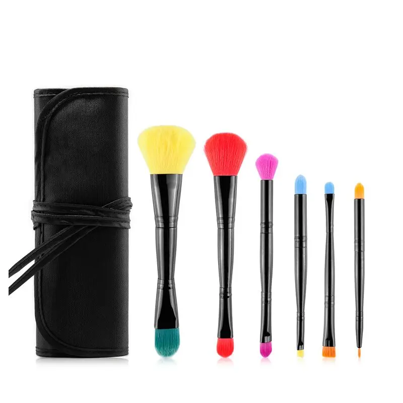 

6 Pcs/set Makeup Essential Double-end Professional Makeup Brush Set Eyeshadow Brush Portable Cosmetic Tool Kits With Bag