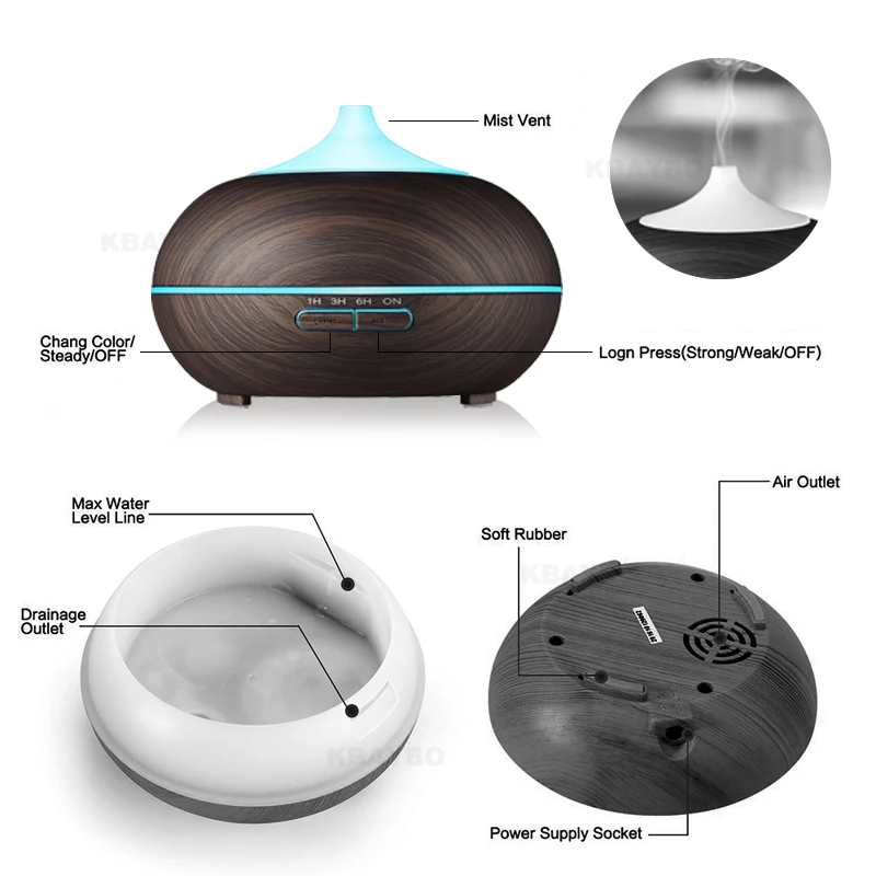 Koop 300 ml Aroma Diffuser Aromatherapie Houtnerf Essentiële Olie Diffuser Ultrasone Luchtbevochtiger