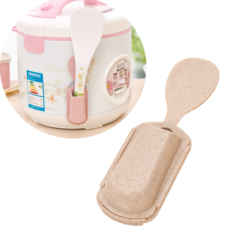 

Wheat Straw Kitchen Rice Spoon Storage Rack Suction Cup Rice Spoon Holder Rice Cooker Suction Pot Wall Storage Shelf