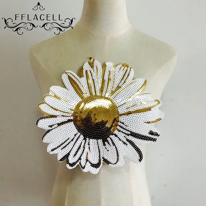 

FFLACELL Embroidered iron on patches for clothes sequins deal with it clothing DIY heronsbill Motif Applique Free shipping