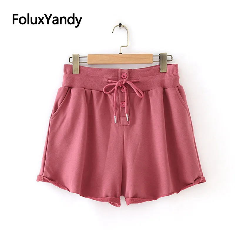 

Summer Shorts 2019 Casual Elastic Waist Loose Plus Size Cuffs Women Straight High Waist Shorts 3 Colors KKFY3670