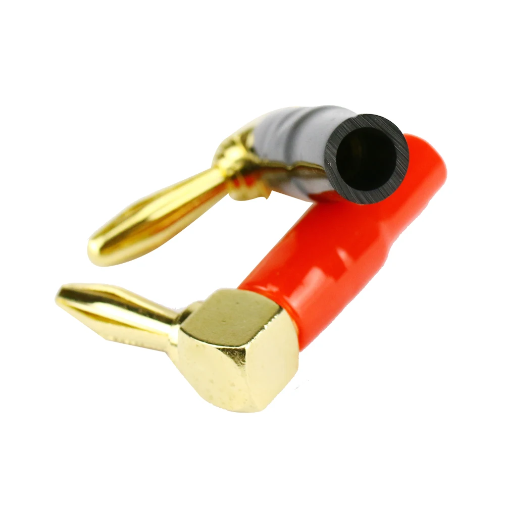 GHXAMP Pure Copper 4mm Banana Plug Speaker Amplifier Cable Audio Head L-shaped Elbow Diy 2PCS