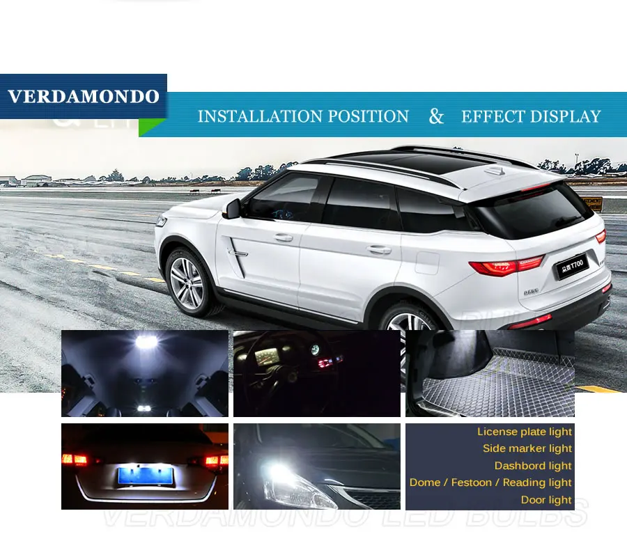 Светодиодные Автомобильные лампы BA9S T4W 10 SMD 1210 купольная гирлянда лампа для