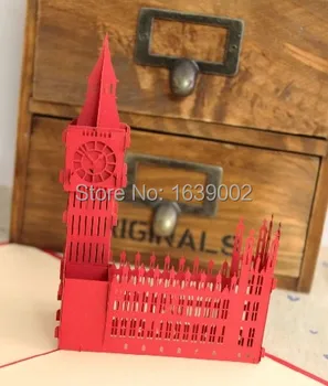 

Hot sale 3D laser cutting big ben paper card 20pcs/lot free shipping