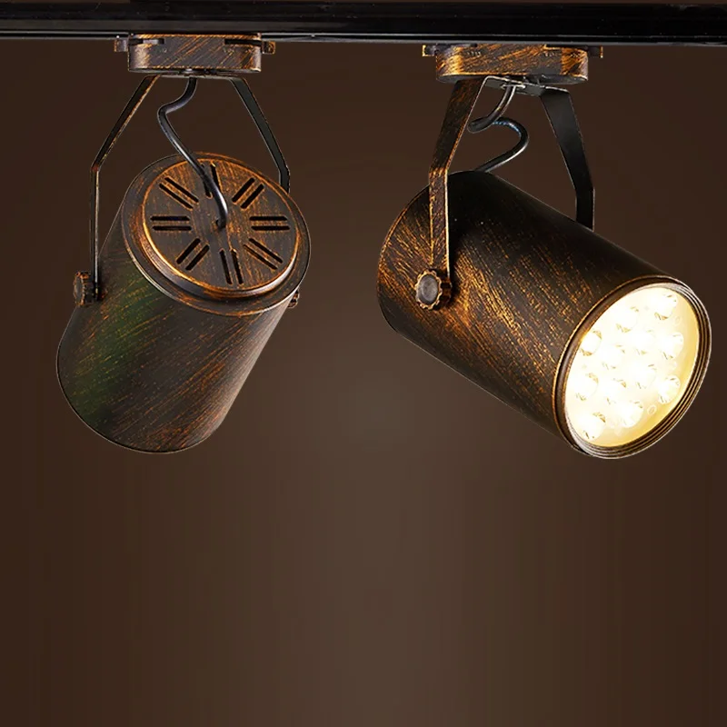 Us 14 88 7 Off 3w 7w 12w 18w Led Track Lights Wrought Iron Ceiling Lamps Clothing Bar Spotlight Industrial American Style Rod Spot Lighting In Track