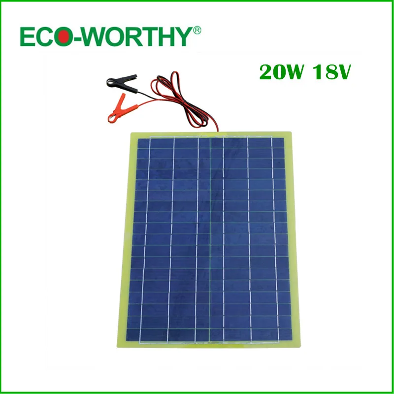 

Eco-Worthy 20W Epoxy Solar Panel High Efficiency for 12V Battery Charger &solar charger&solar panel