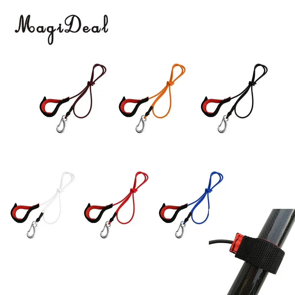 Durable Strong Elastic Kayak SUP Paddle Leash Canoe Boat Fishing Rod Holder Safety Lanyard with Carabiner Clip - Various Colors