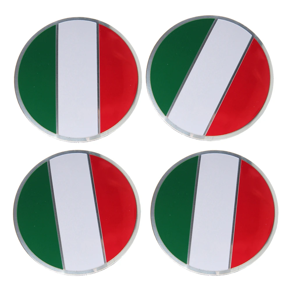 4PCS 56.5mm Italian Flag Car Wheel Center Hub Caps Emblem Stickers For