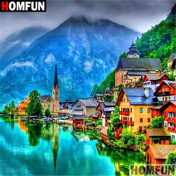 

HOMFUN Full Square/Round Drill 5D DIY Diamond Painting "Lake scenery" 3D Embroidery Cross Stitch 5D Home Decor A07665