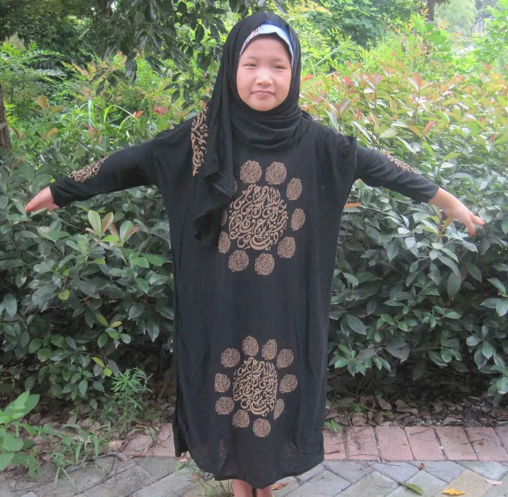 Джилбаба Абаи Бурка хиджаб для детей новое длинное платье для девочек Дети полной длины мусульманских Абаи Исламская Топ PH011 - Цвет: black