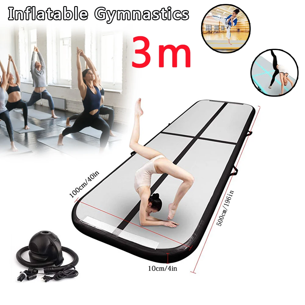 

AirTrack Tumbling Air Track Inflatable Gymnastics Floor Trampoline Electric Air Pump for Home Use/Training/Cheerleading/Beach