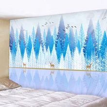 Blue Background Elk Psychedelic Tapestry Boho Mandala Wall Hanging Royal Blue 3D Hippie Wall Tapestry Home Decor Mint Yoga Mat