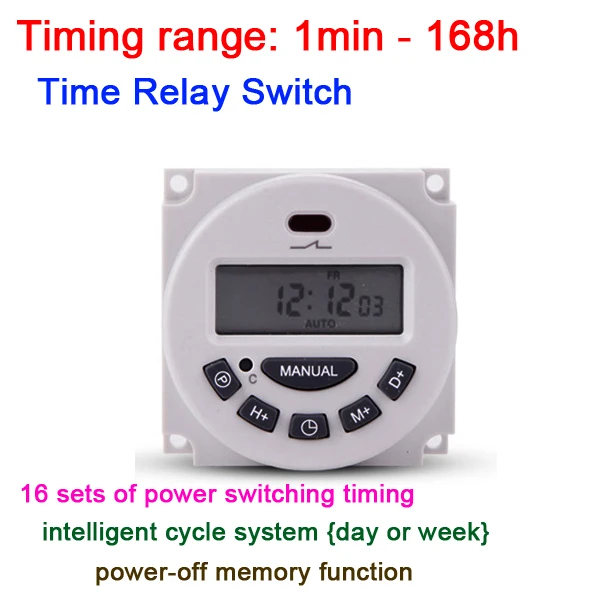 

DC/ AC 12V 24V 110V 220V Digital power Programmable Cycle Timer Relay Switch Controller LCD microcomputer time control