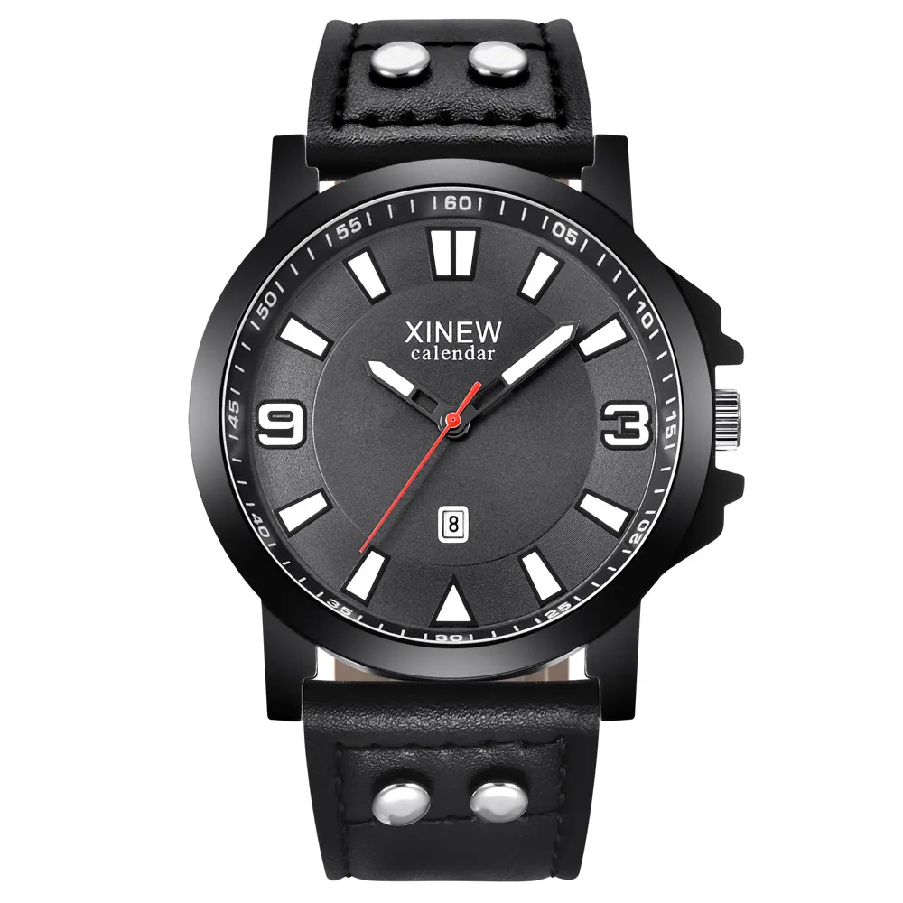 

Men's Fashion Sport Watches Stainless Steel Case Leather Quartz Analog Wrist Watch Army Military Sport Watch Men reloj hombre 65