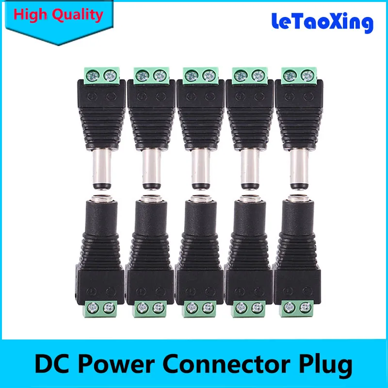 

5 pairs DC Connector Male Female Power Jack Adapter Connector Plug 2.1mm 5.5mm For LED Strip Light CCTV Camera