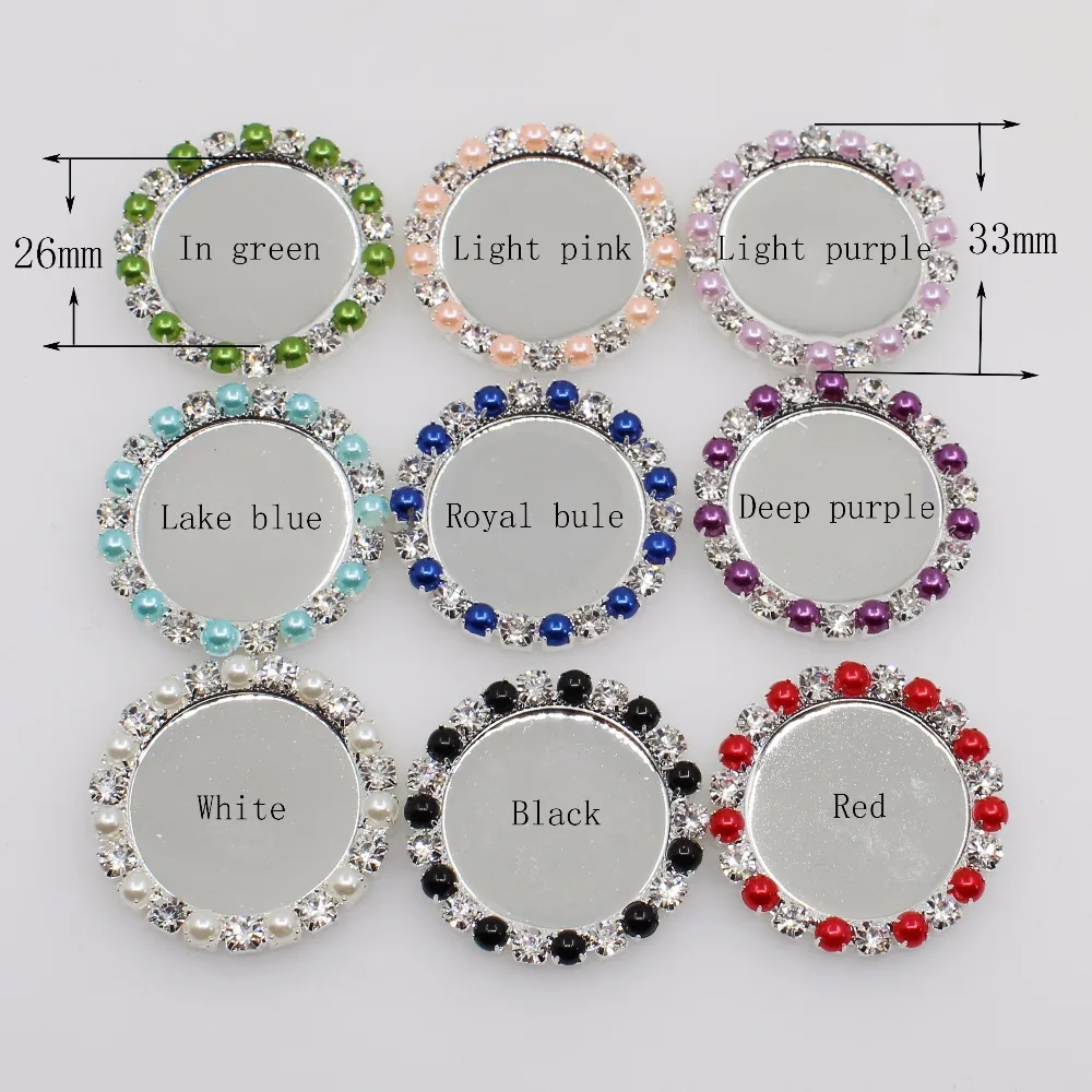 

Lkeran Metal Buttons 33MM 5Pc silver Round Rhinestone pearl Buttons Sewing Handwork Clothing Accessories DIY Decoration
