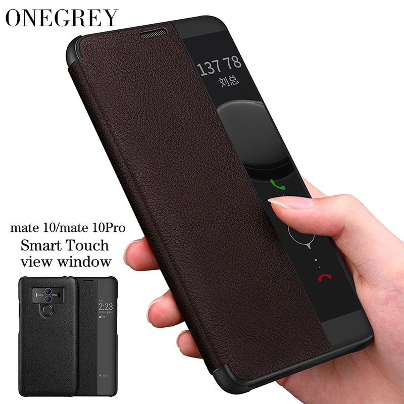 

Smart View Flip Case for Huawei Mate 10 Pro Original Mate10 Case Luxury Genuine Leather Official Huwei Mate 10pro Coque Fundas
