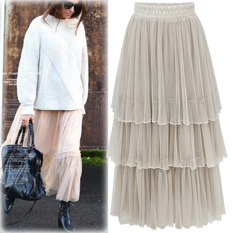 Fashion font b Women s b font A Line Solid Color Lace Ankle Length High Waist