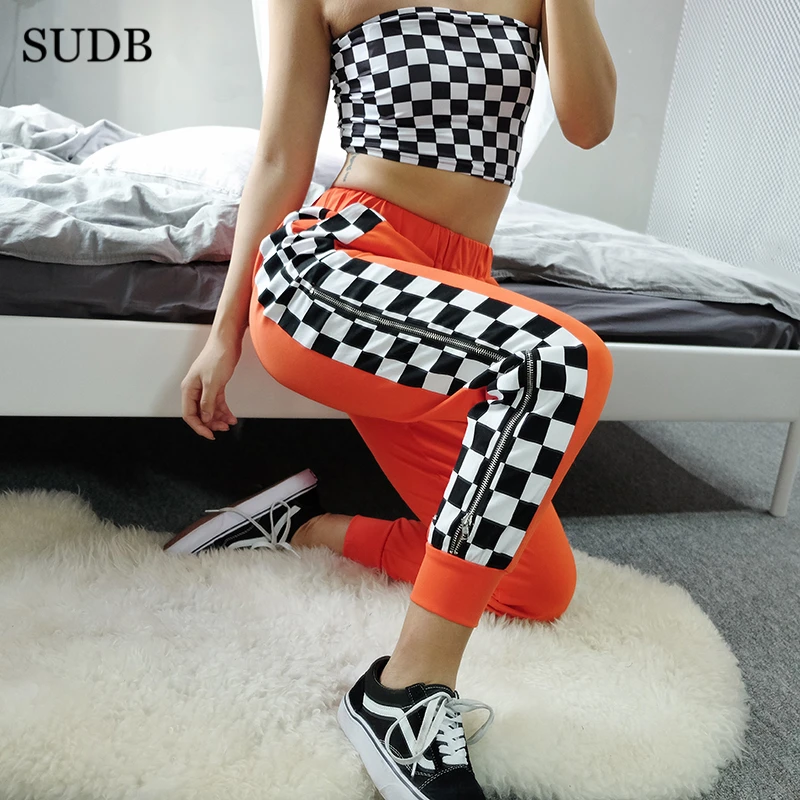 orange checkered pants