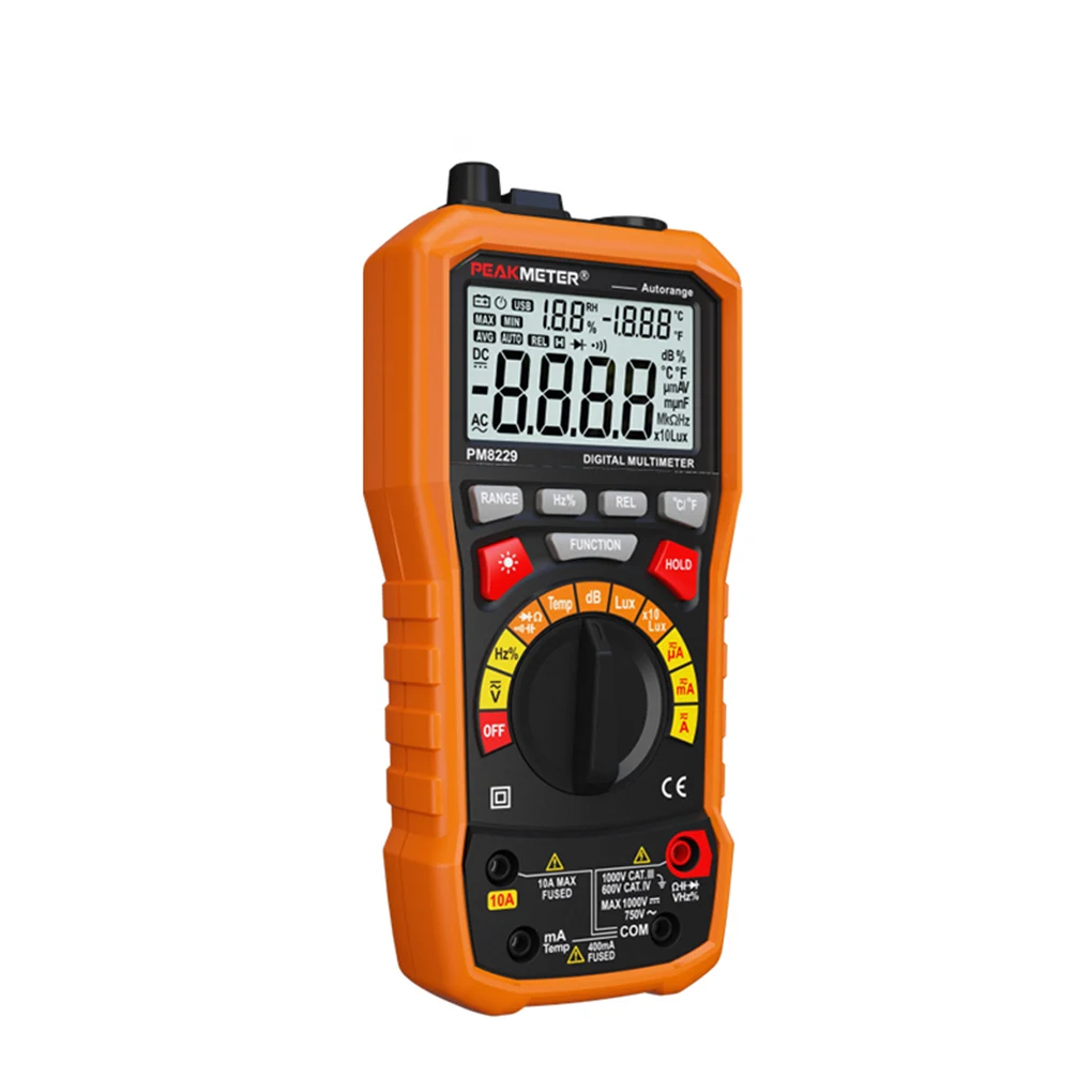 

PEAKMETER MS8229 Multifunctional Digital Multimeter Auto/Manual Ranging Voltmeter Resistance LCD Backlight Measurement Tester