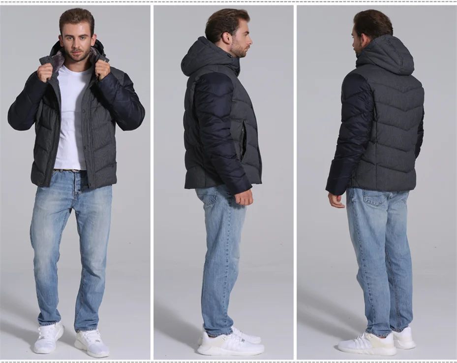 VSD Winter Jacket Men Casual Parkas Solid Color Big Pocket High Quality Winter Male Jacket Fur Hoodie Thick Winter Coat