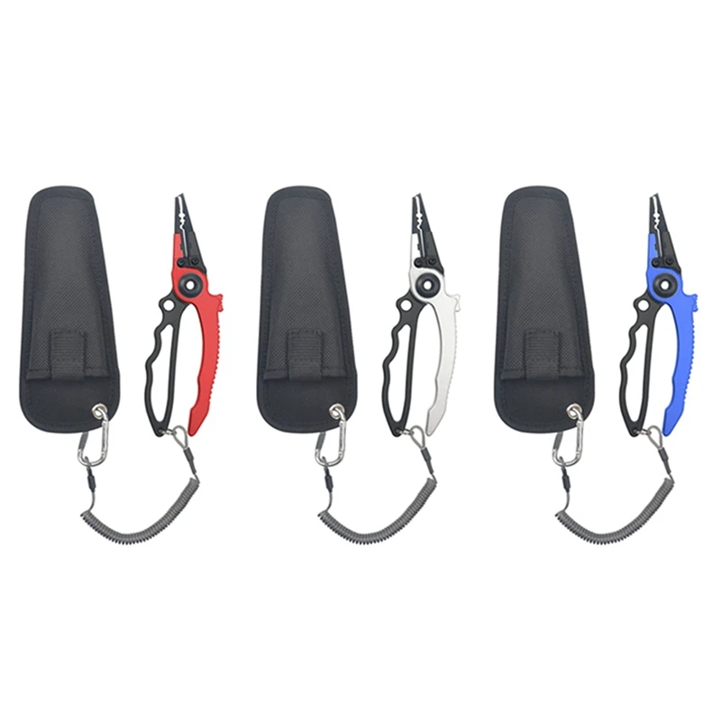 

Hot Aluminum Alloy Fishing Pliers Gripper Fishing Grip Holder Tackle with Sheath Retractable Buckle Fishing Rope Lanyard