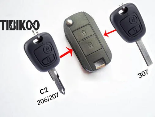 

Модифицированные автомобильные брелки для Peugeot 307 206 207, откидная оболочка ключа дистанционного управления для Citroen C2