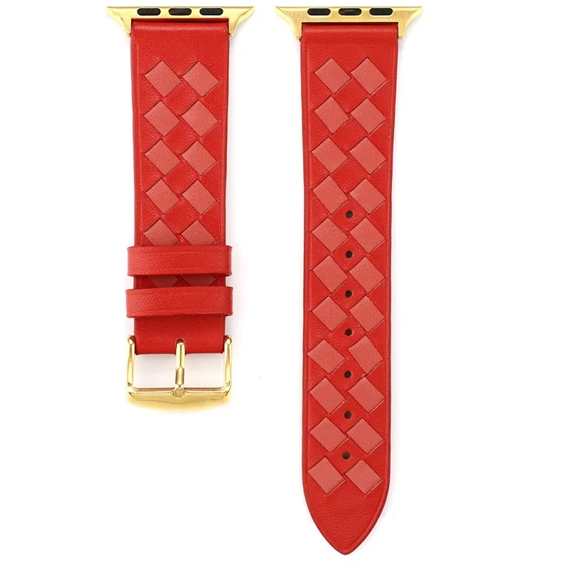 Обувь из натуральной кожи ручной ремешок для apple watch группа 4 44/40 мм браслеты, аксессуары для наручных часов iwatch серии, версия 1, 2, 3, ремешок 38/42 мм - Цвет ремешка: Red