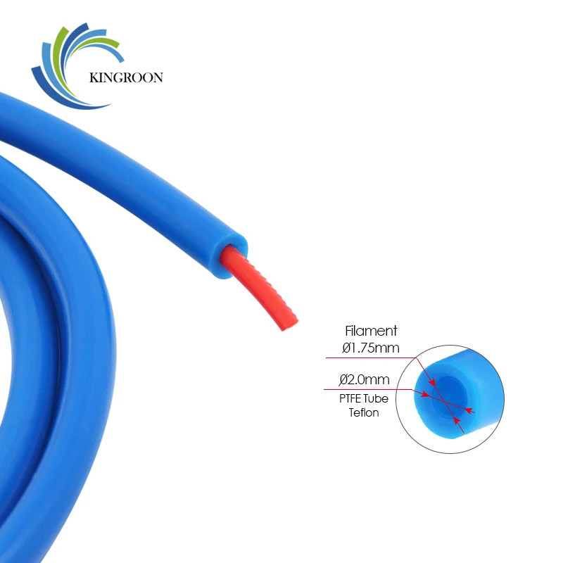 

KINGROON Blue PTFE Tube Teflonto TL-Feeder Hotend RepRap Rostock Bowden Extruder 1.75mm Filament ID2mm OD4mm Capricornus Tube