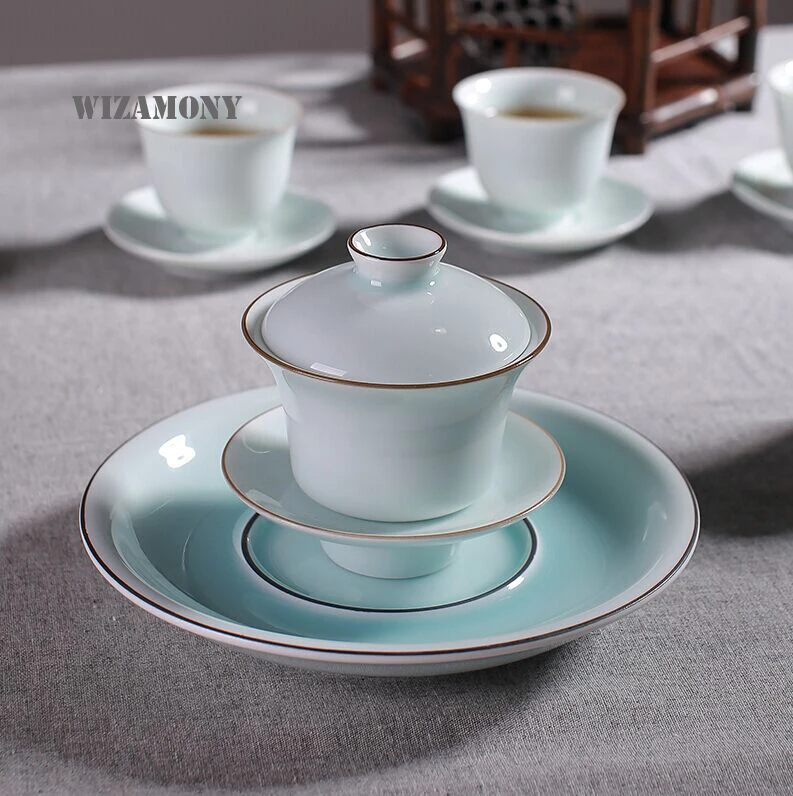 Самая низкая цена! 150 мл порошок WIZAMONY Celadon голубой чайный горшок Gaiwan высокое