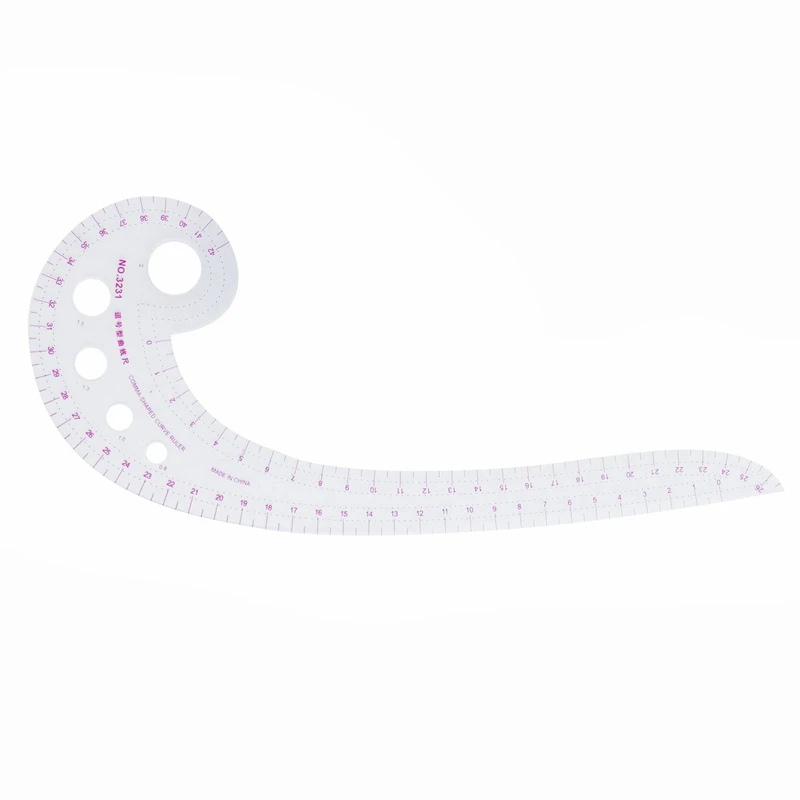 Стильный дизайн инструмент для вышивания бедра кривая вырезанная слот линейка прямая & 11,8 дюймов длинная форма запятой пластик прозрачный