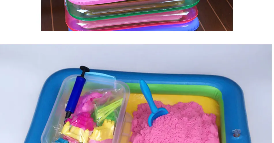 Пластиковый надувной лоток для песка, мобильный стол, динамический песок для обучения, глина, потрясающий, сделай сам, для помещений, волшебный, игровой песок, глина, цвет