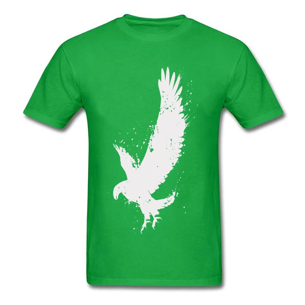 Print Normal Summer/Fall Cotton Fabric O-Neck Men Tees Birthday Tee-Shirt Classic Short Sleeve Tshirts Top Quality Eagle Brush Strokes Splatters On Dark green