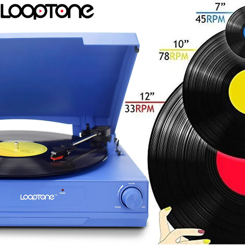 Ременной привод LoopTone 33/45/78 об/мин Bluetooth Виниловый проигрыватель пластинок