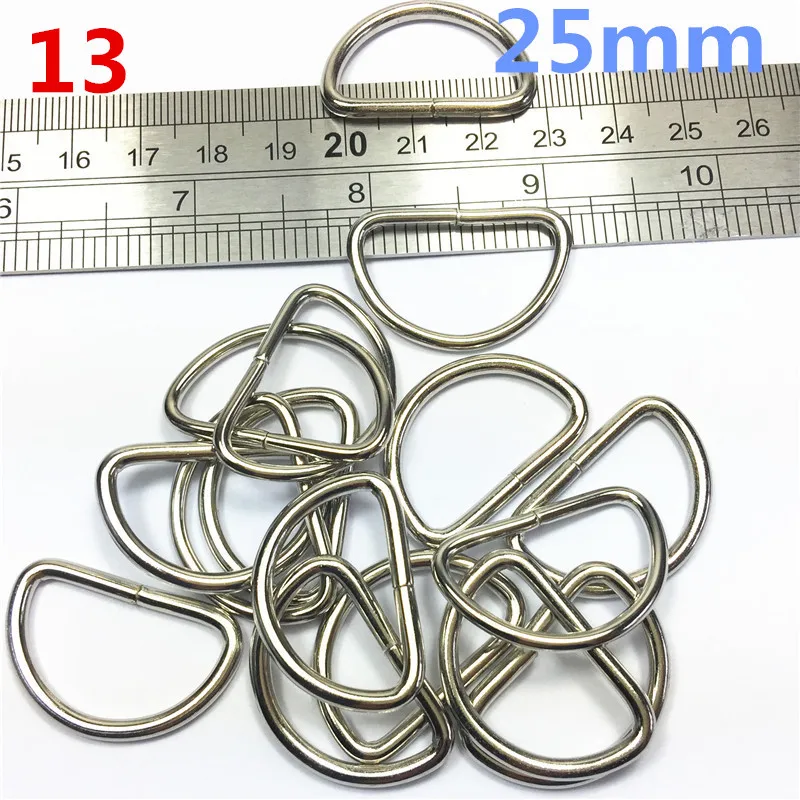 13    25mm silver Dee  Rings for NonWelded D ring Non-Welded Nickel Plated D-Rings Webbing Strapping Bags Garment Accessories Buckle